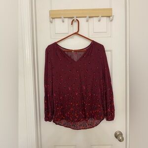 Floral Maroon Old Navy Blouse - Size Medium